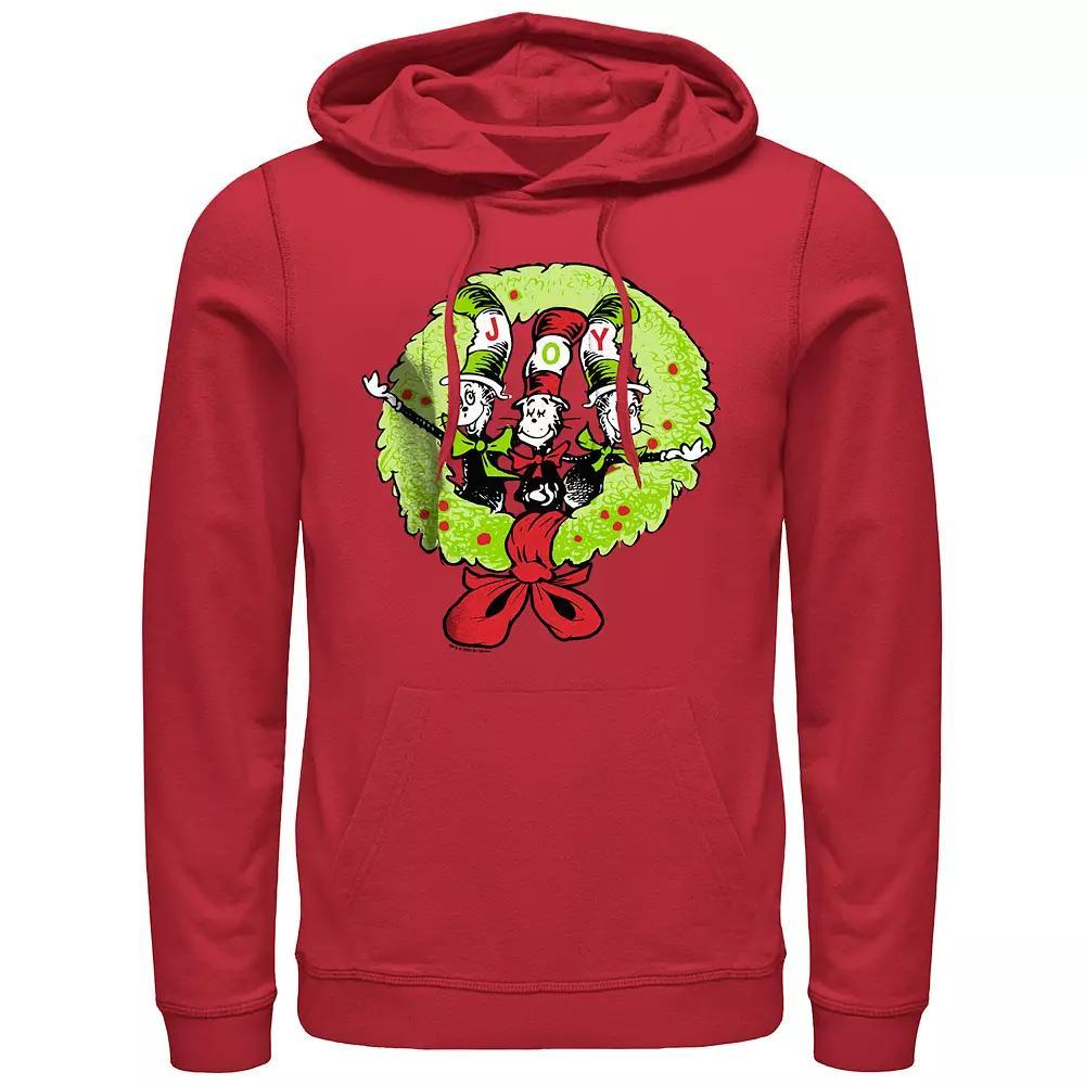 Men's Dr. Seuss The Cat In The Hat Christmas Joy Wreath Graphic Hoodie, Size: XXL, Red Product Image