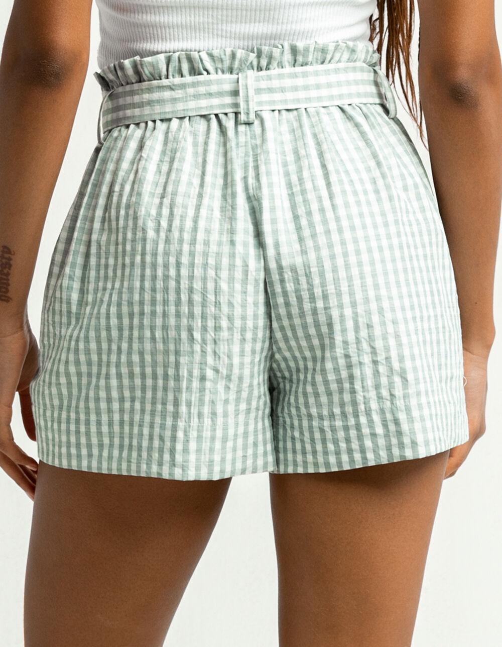 SKY AND SPARROW Self Belt Womens Gingham Shorts Product Image