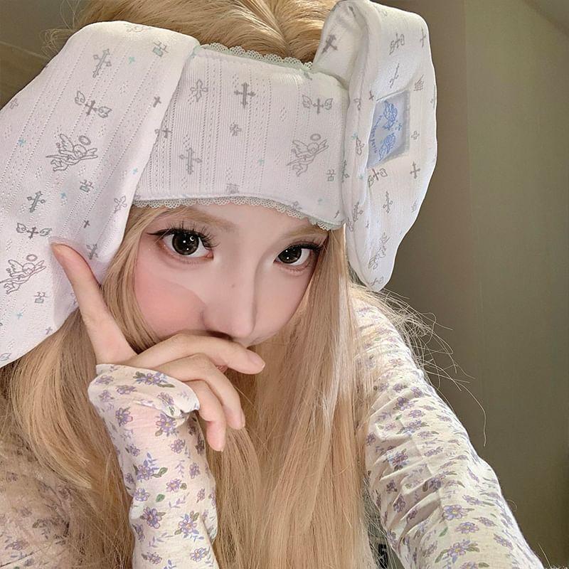 Rabbit Ear Lace Trim Headband / Eye Mask Product Image