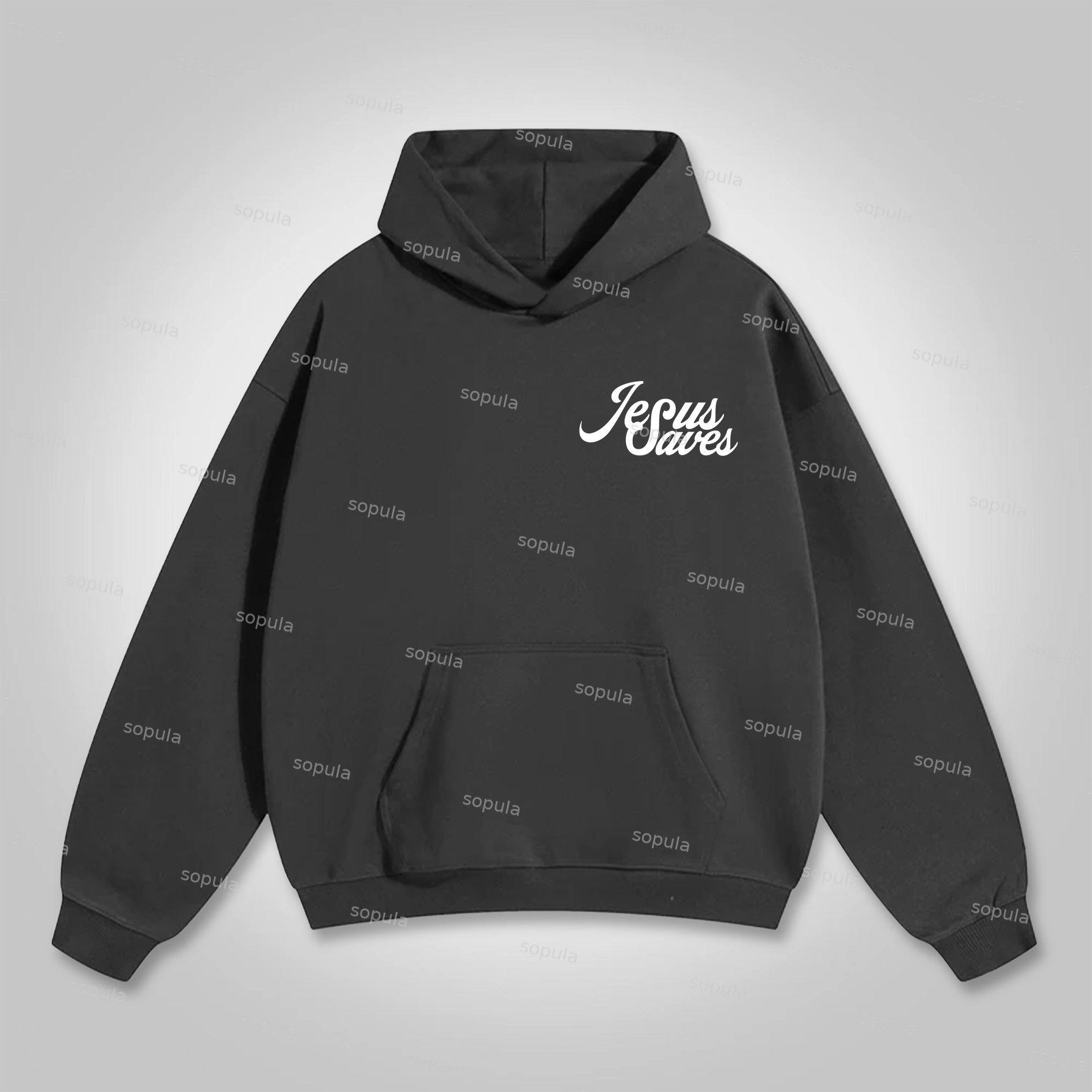 Sopula Men's Jesus Saves Graphic Cross Pocket Hoodie Product Image