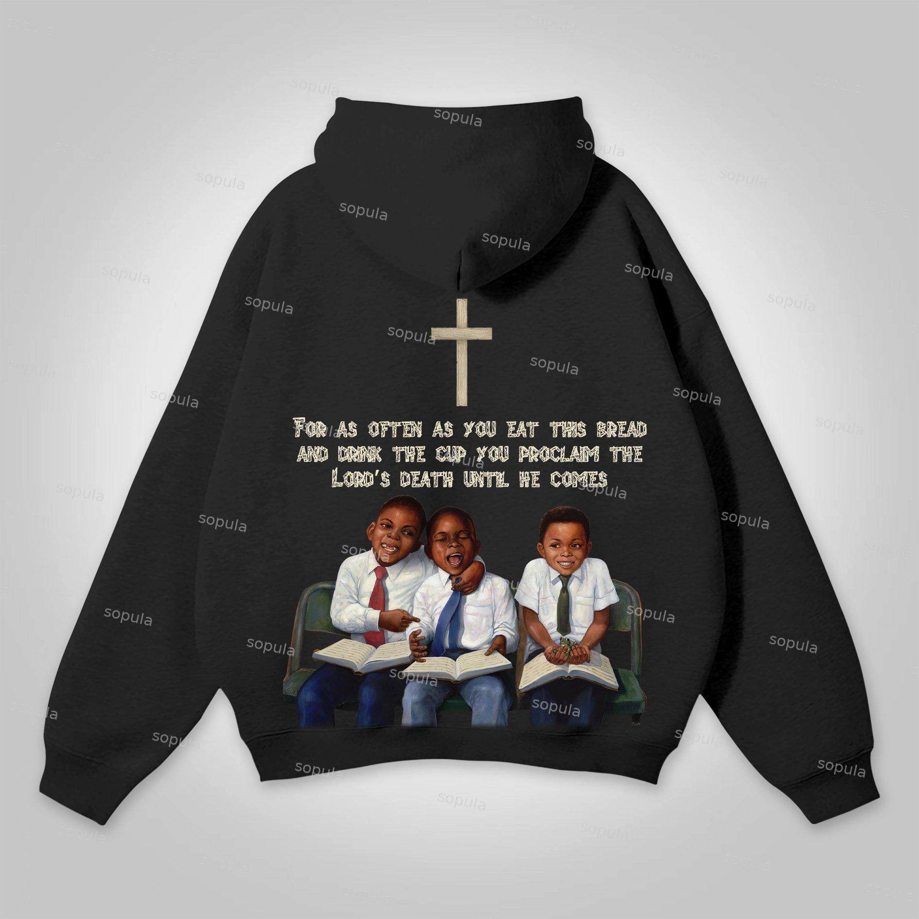 Vintage First Sunday Faith Graphic Simple Pocketless Hoodie Product Image