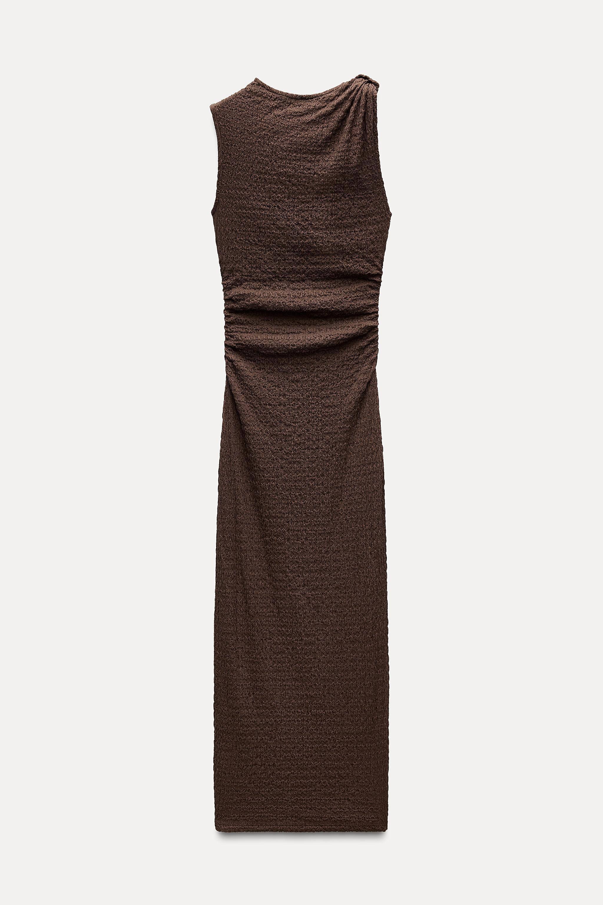 LONG TEXTURED KNOT DRESS Product Image