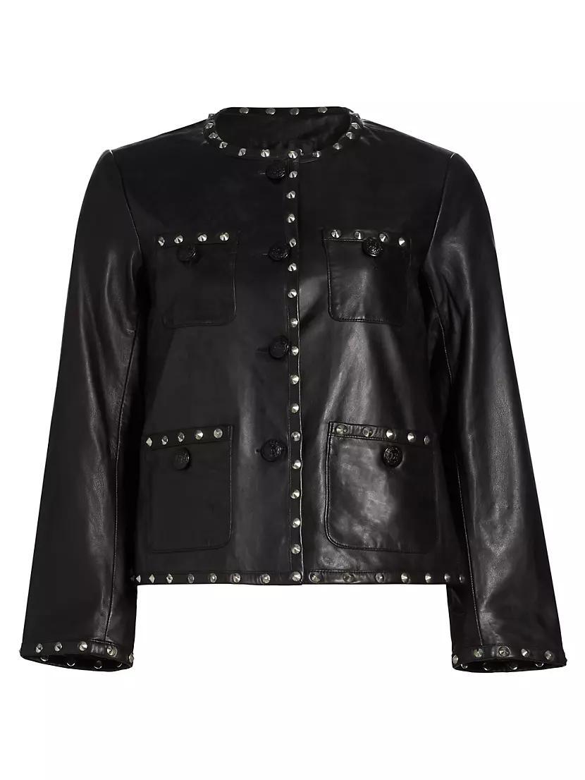 Leather Slouch Studded Jacket Product Image