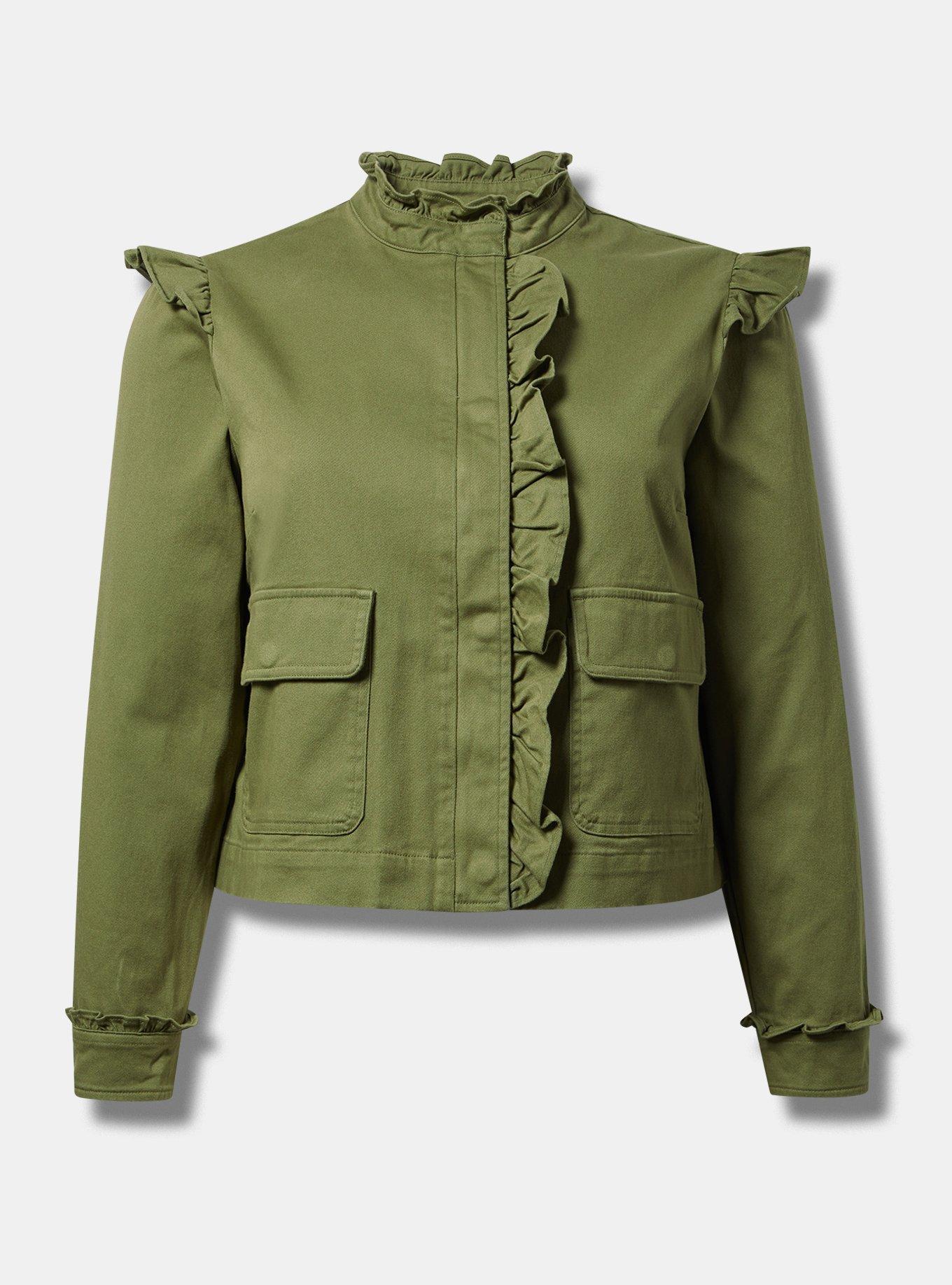 Lightweight Twill Ruffle Utility Jacket Product Image