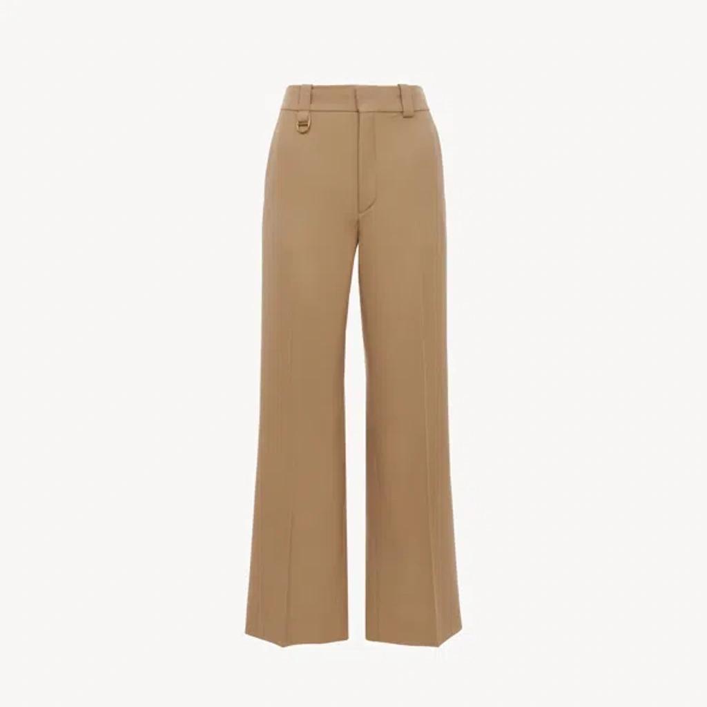 CHLOÉ Cropped Tailored Pants In Wool Grain De Poudre Brown Size 2 100% Wool Product Image