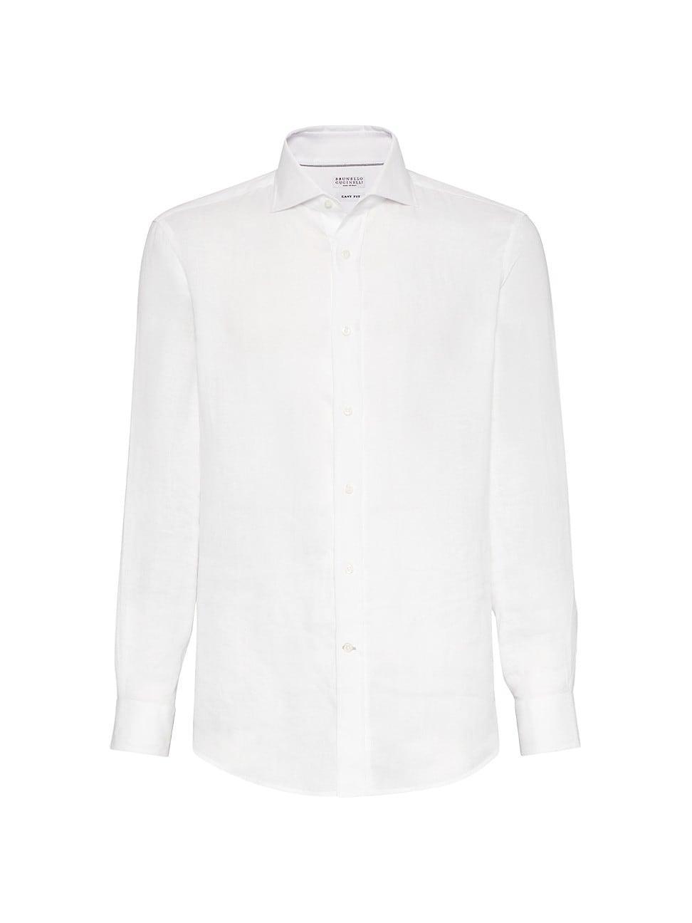 Mens Linen Easy Fit Shirt with Spread Collar Product Image