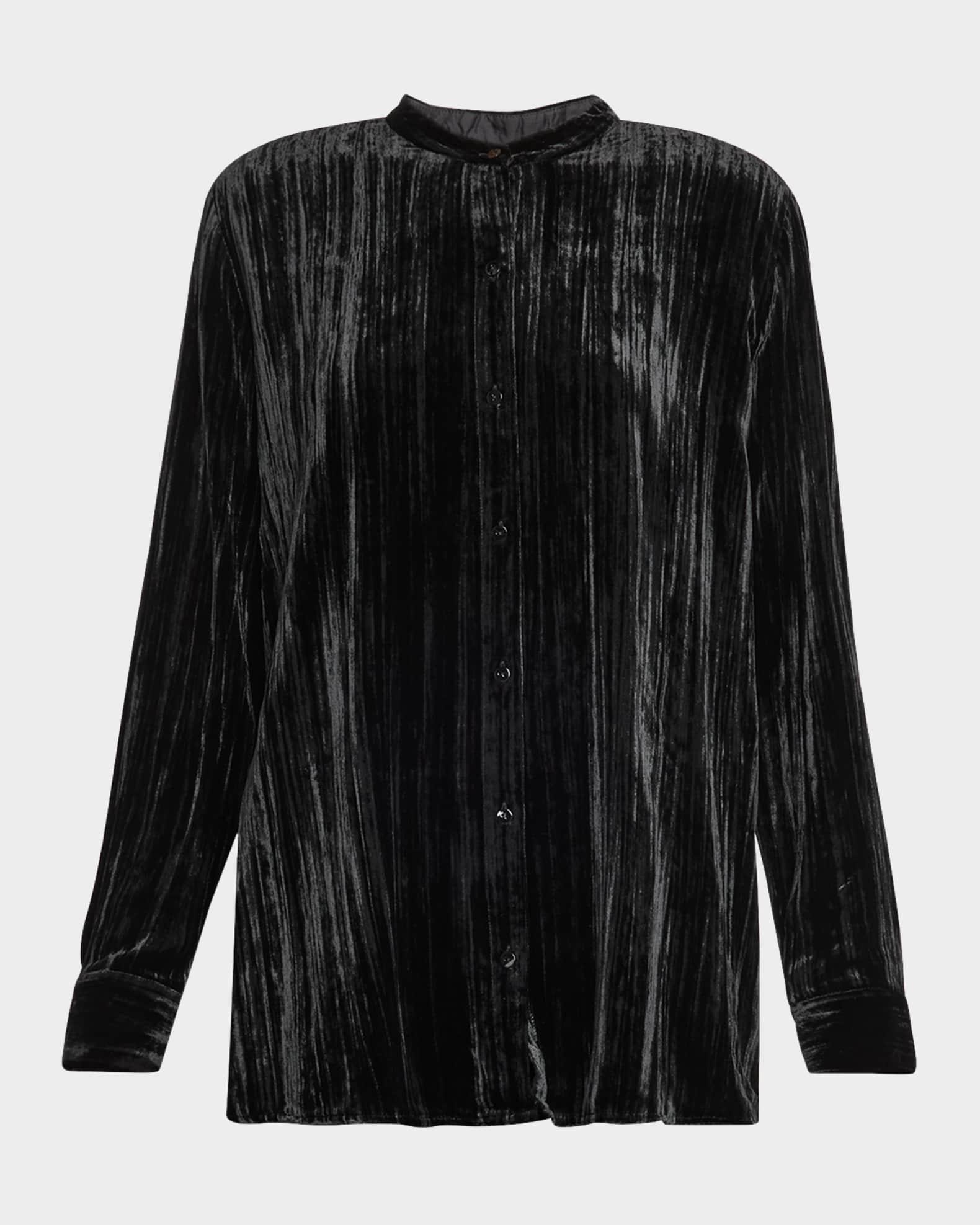 Button-Down Crushed Velvet Shirt Product Image