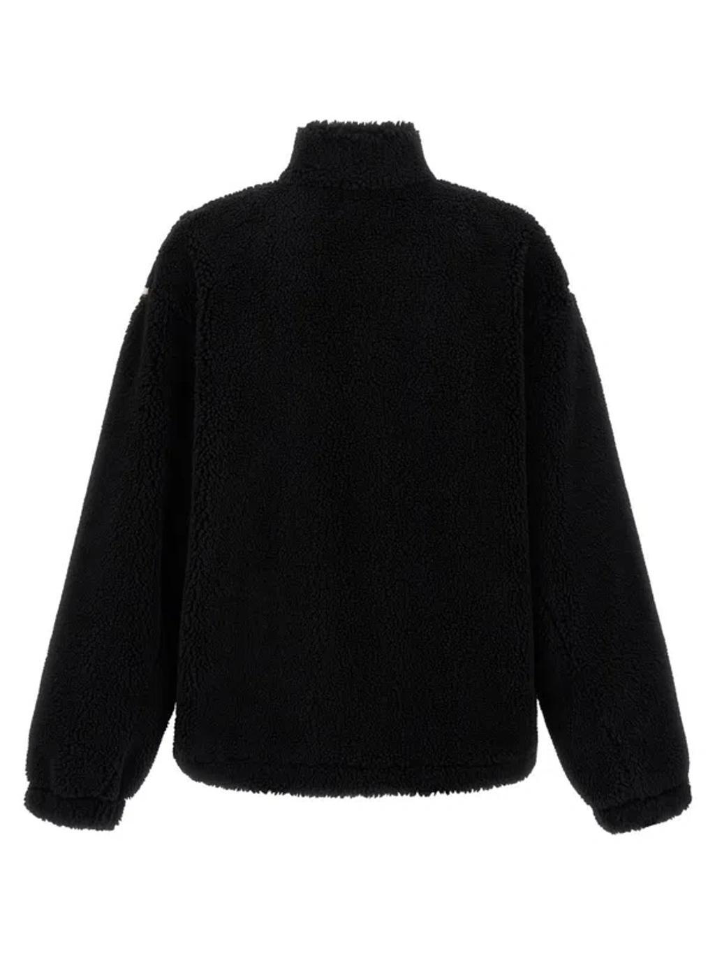 Hybrid Quilt and Knit Zip-Through Jacket in Black Product Image