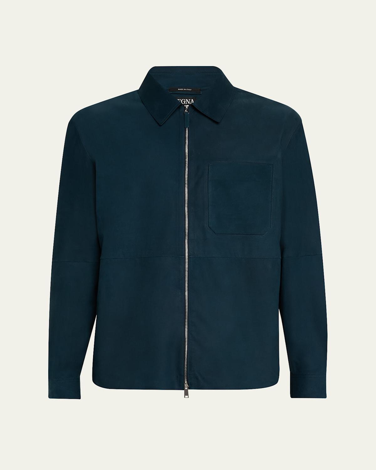 Mens SECONDSKIN Leather Full-Zip Overshirt Product Image