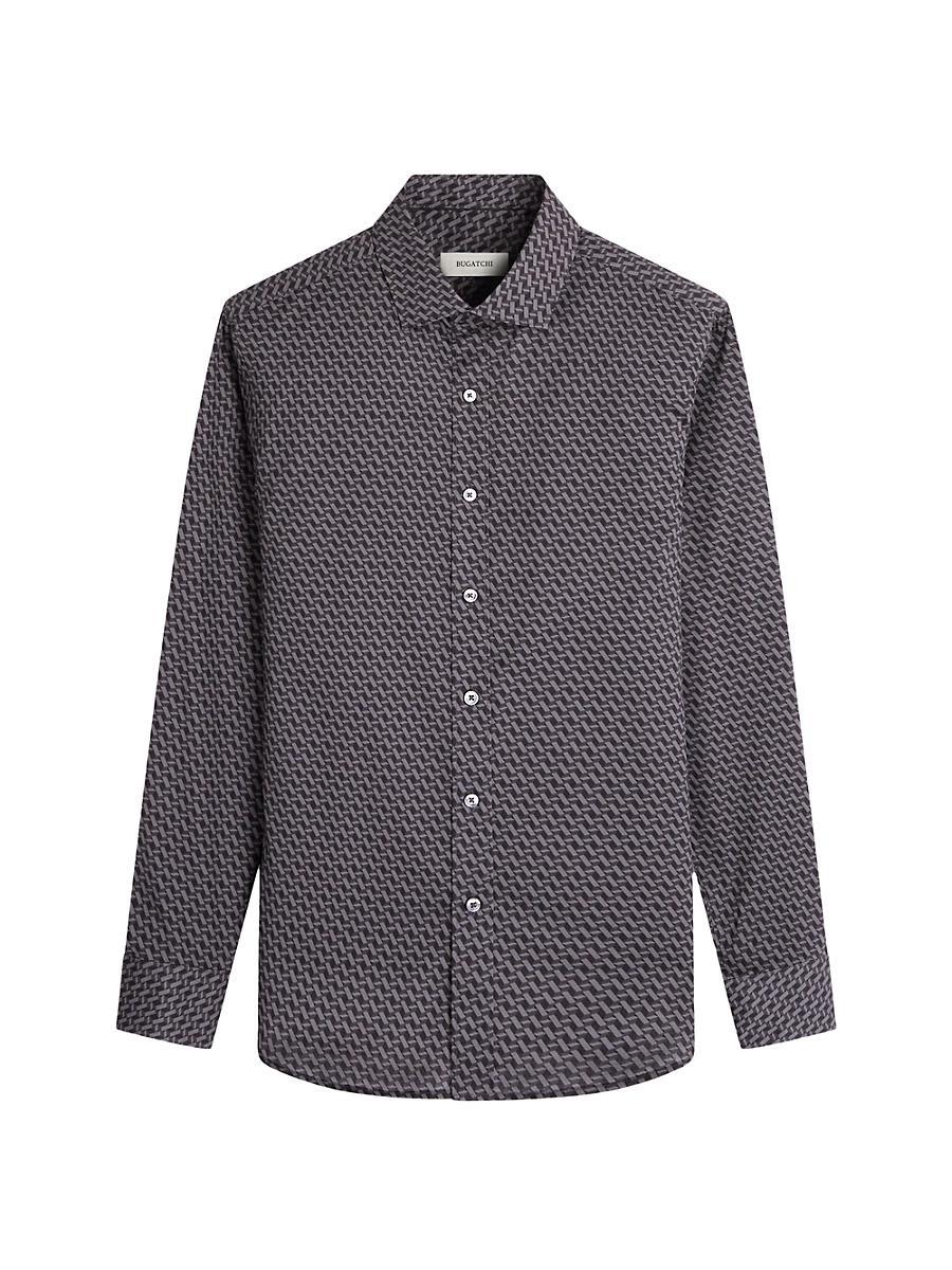 Mens Axel Geometric Stretch Cotton Button-Front Shirt Product Image