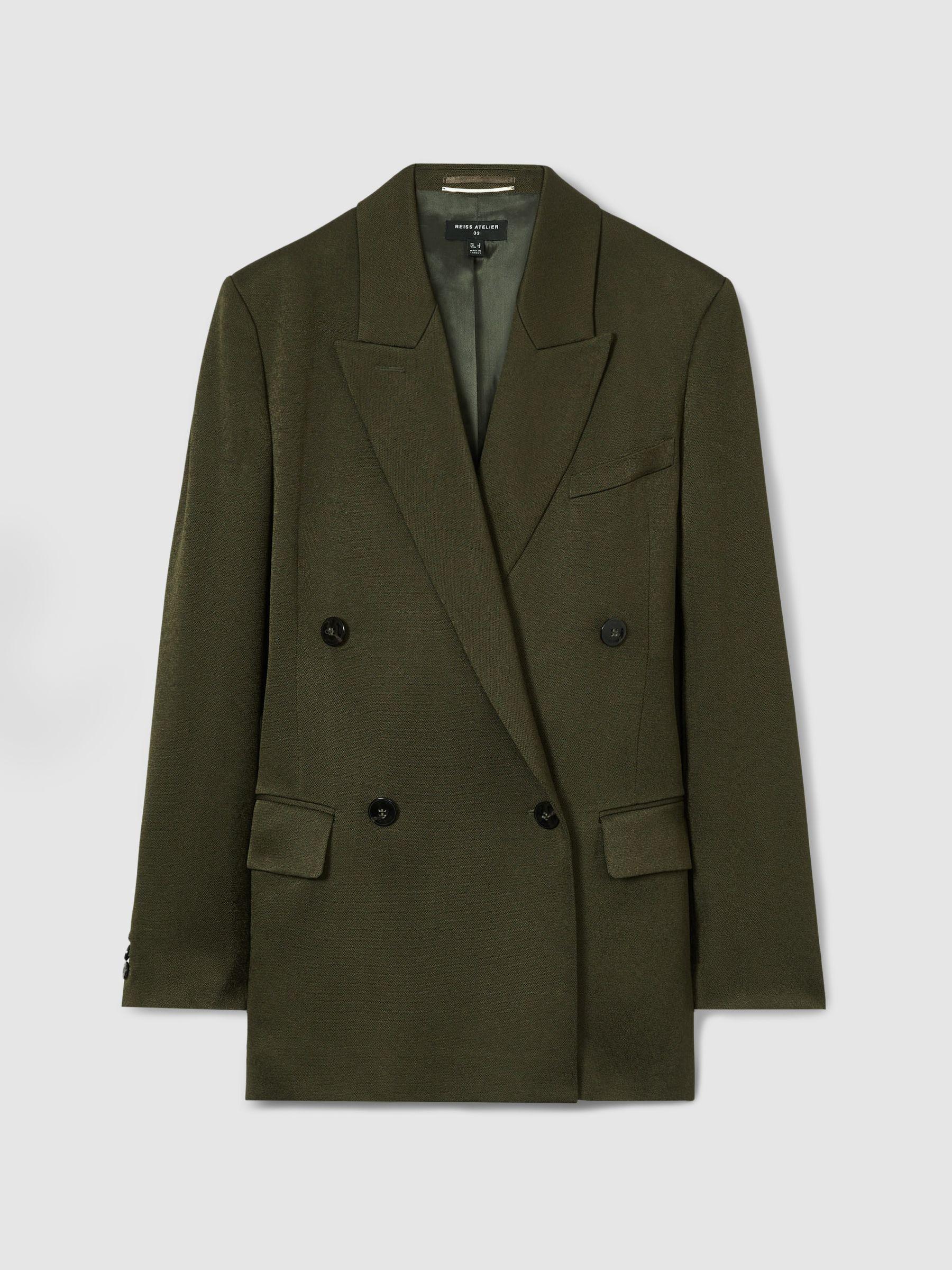Atelier Double-Breasted Crepe Suit Jacket in Green Product Image