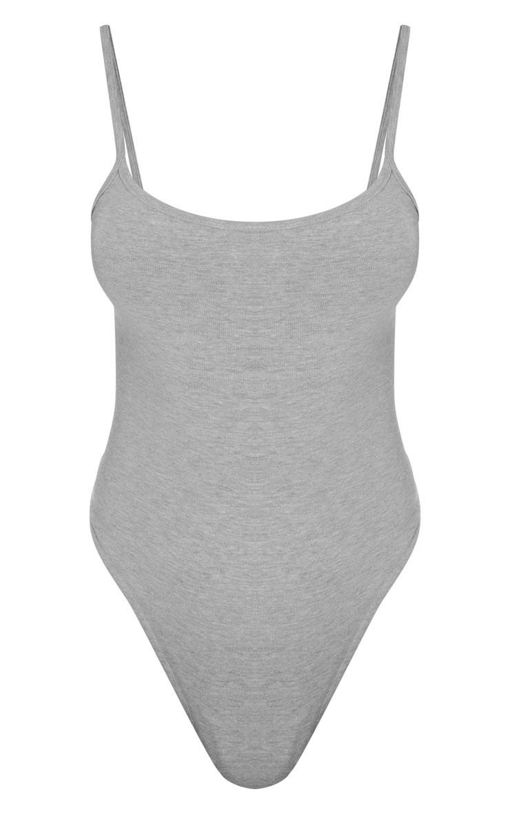 Basic Grey Marl Cotton Blend Scoop Neck Bodysuit Product Image