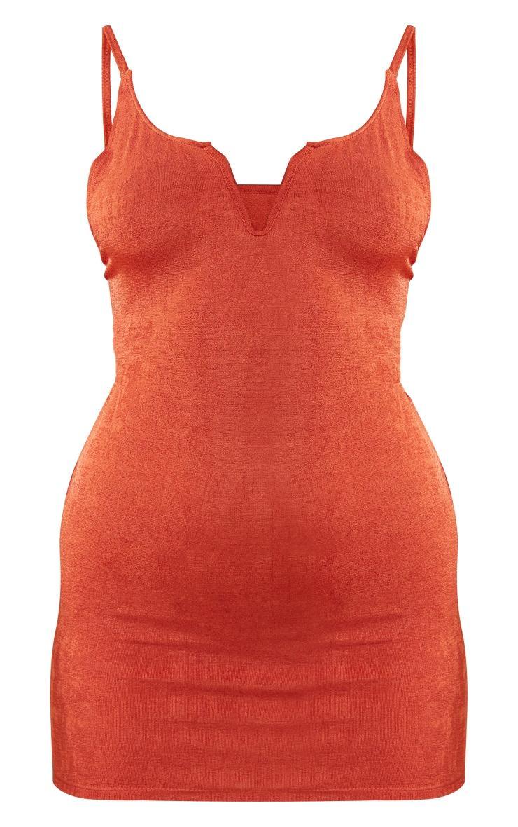 Rust Acetate Slinky V Bar Backless Bodycon Dress Product Image