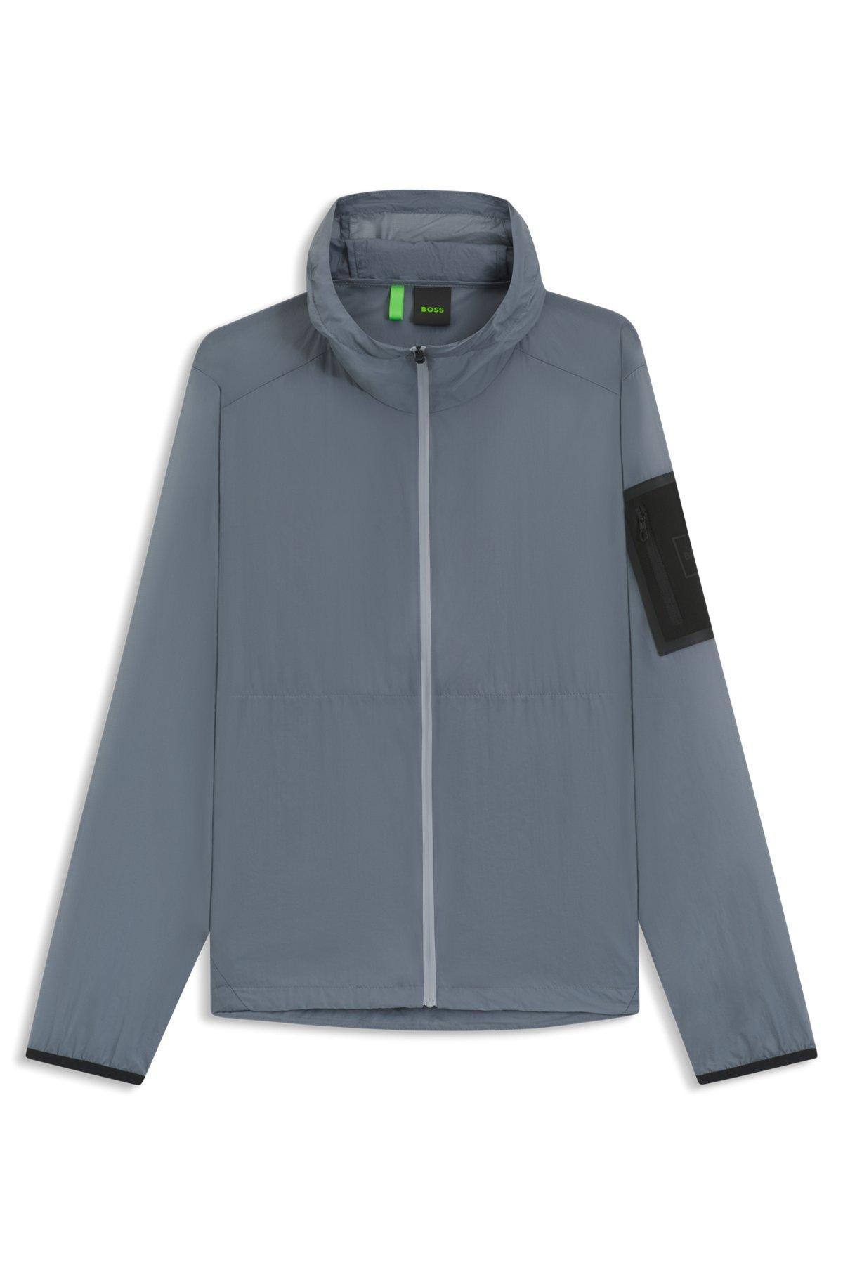 BOSS - Packable water-repellent jacket in lightweight ripstop fabric - Dark Grey Product Image