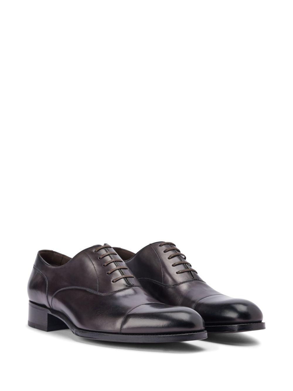 TOM FORD Leather Oxford Sneakers In Brown Product Image