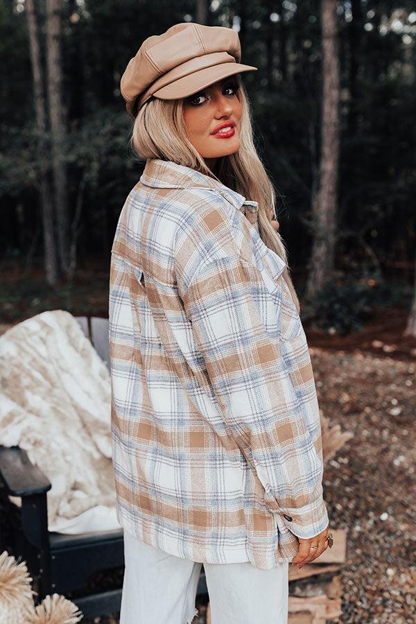 Cozy Up In Carolina Plaid Jacket In Iced Latte Product Image