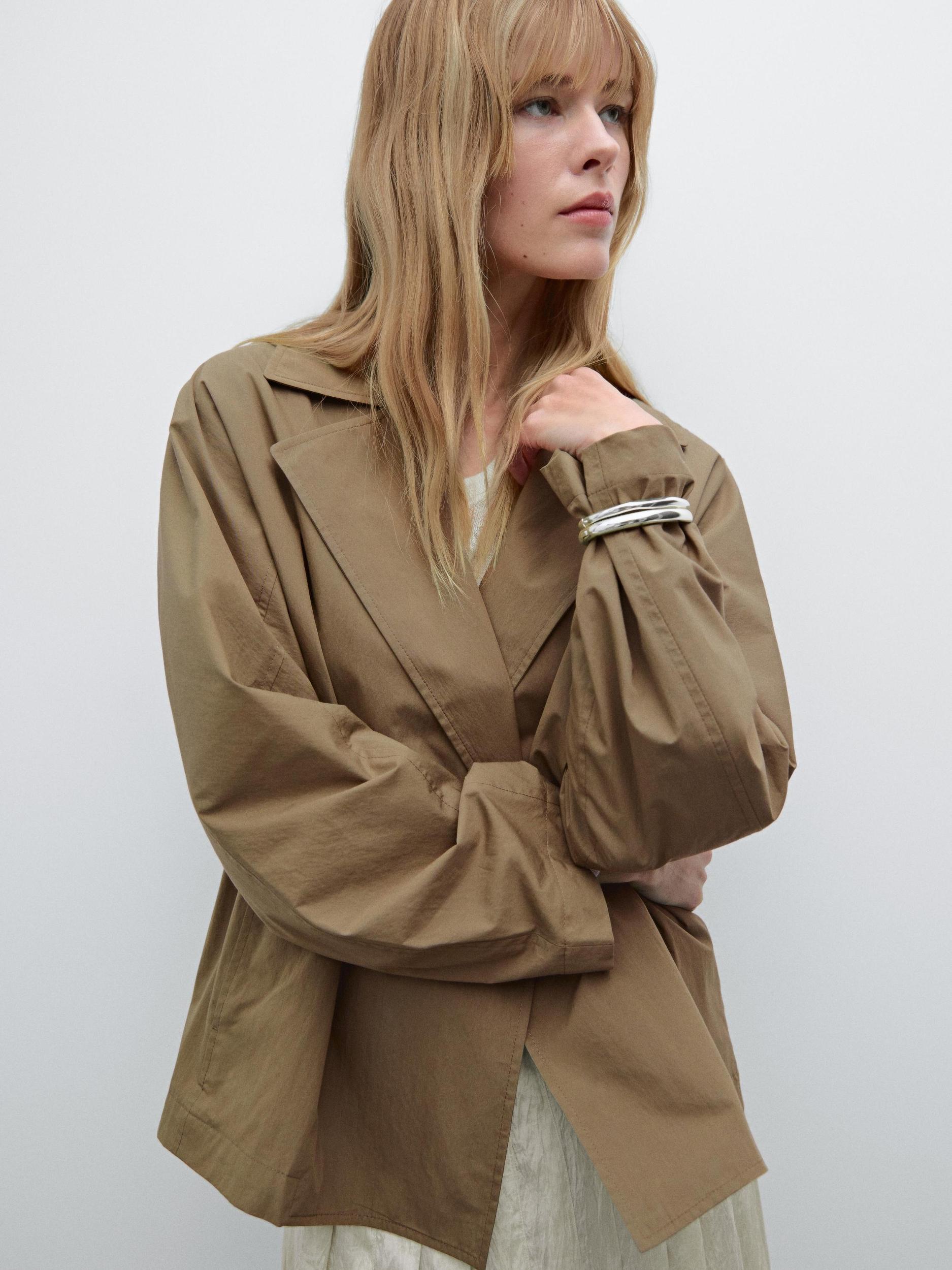 Short cotton blend trench jacket Product Image