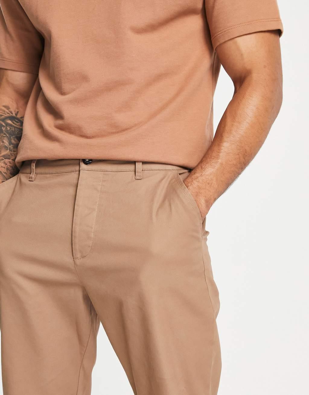 ASOS DESIGN tapered chinos in beige Product Image