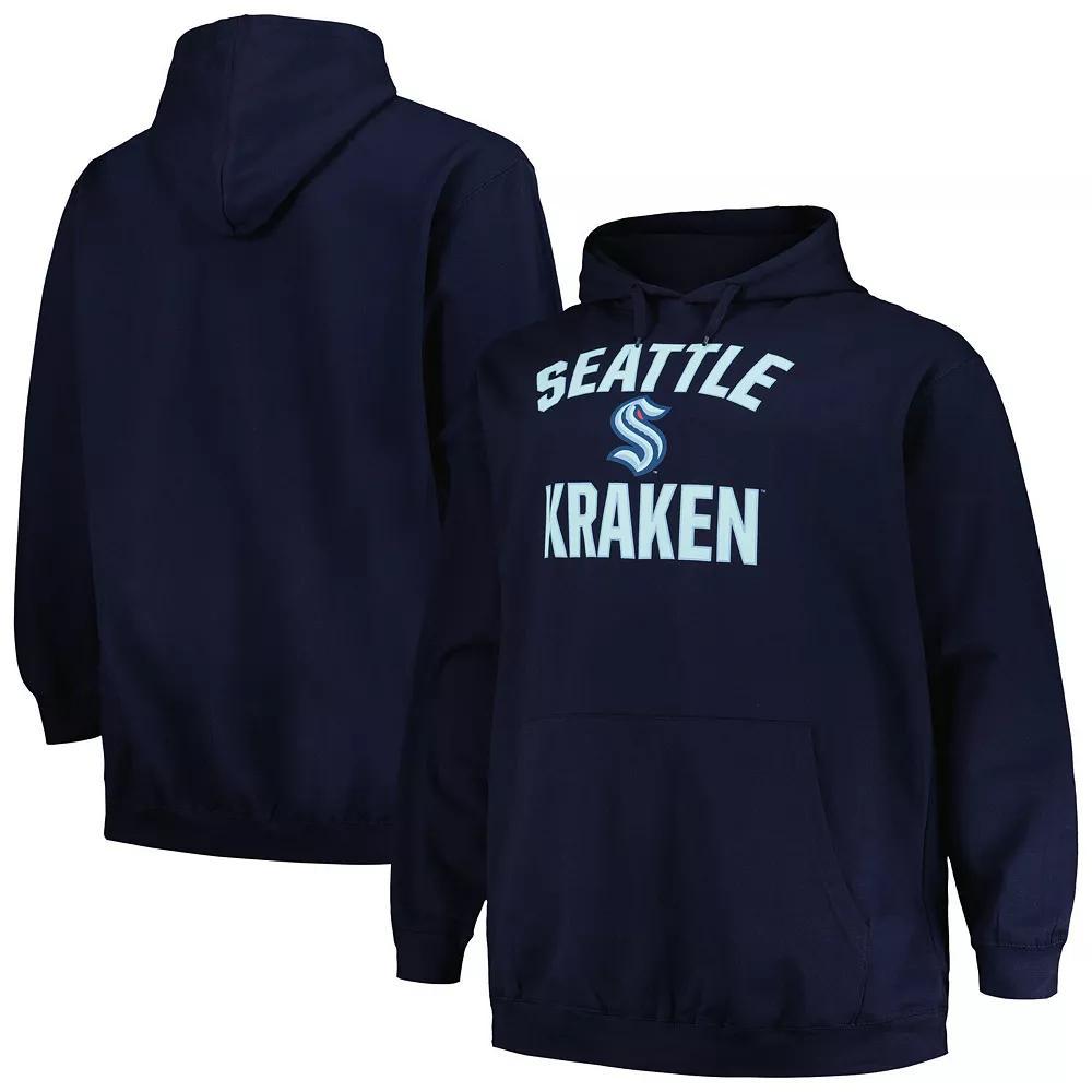 Men's Profile Deep Sea Blue Seattle Kraken Big & Tall Arch Over Logo Pullover Hoodie,  Product Image