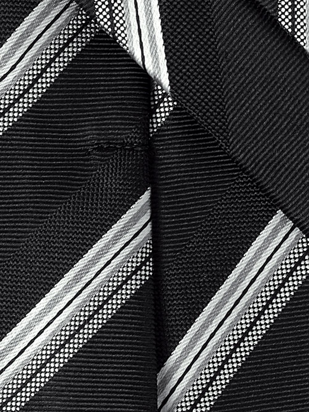 Stripe Woven Silk Tie - Black/grey Product Image