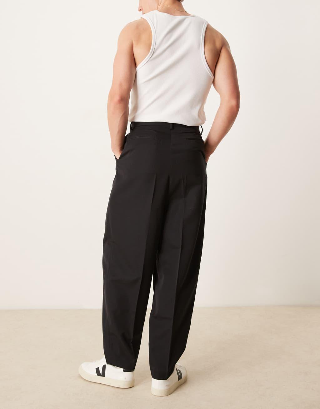 ASOS DESIGN smart baggy balloon fit pants in black Product Image