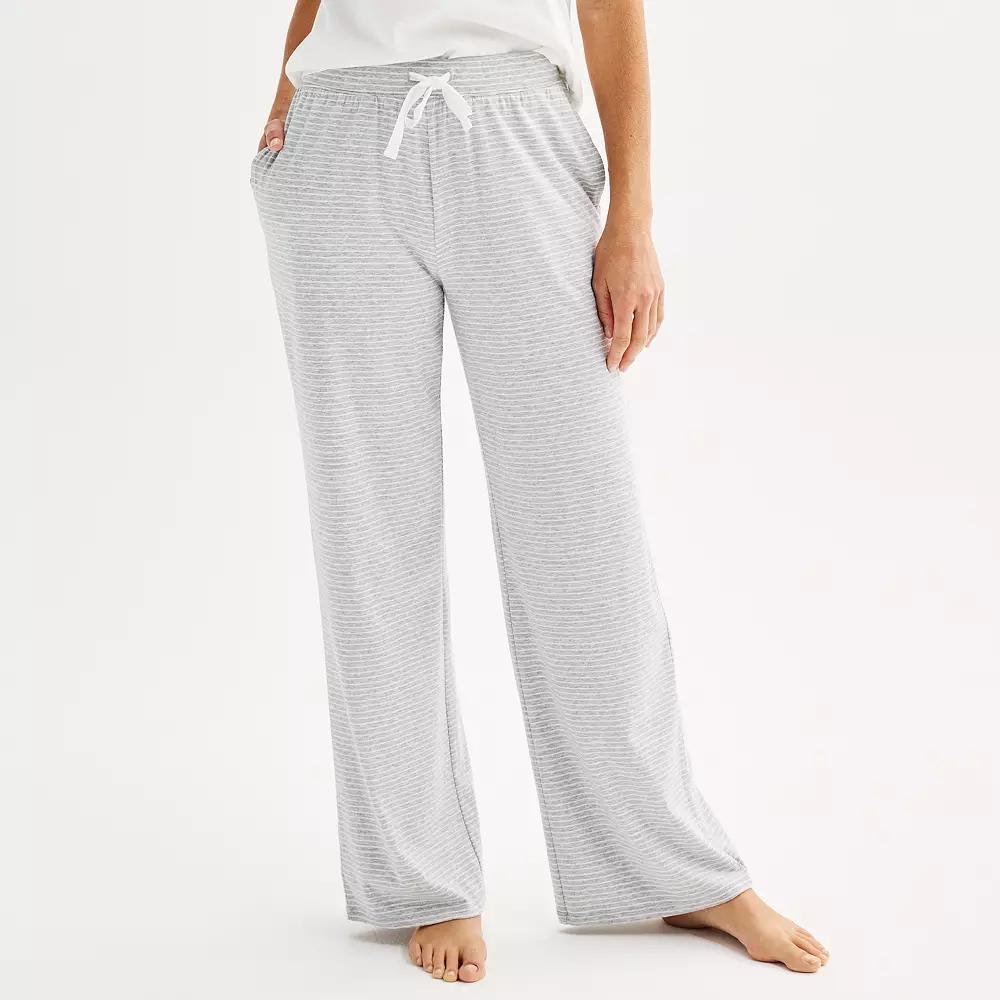 Women's Sonoma Goods For Life® Cotton Modal Open Hem Pajama Pants, Size: Large, Gray Stripe Product Image