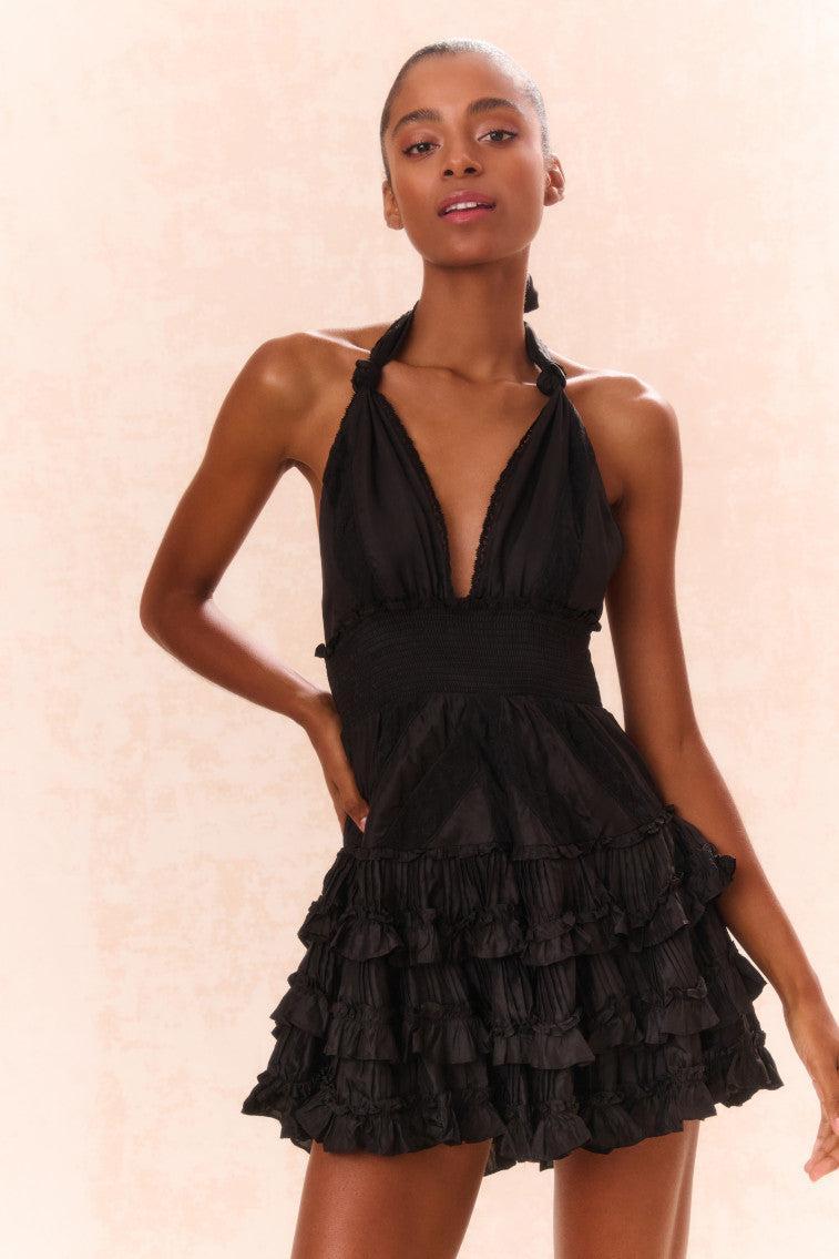 Quintelle Ruffle Halter Mini Dress Product Image