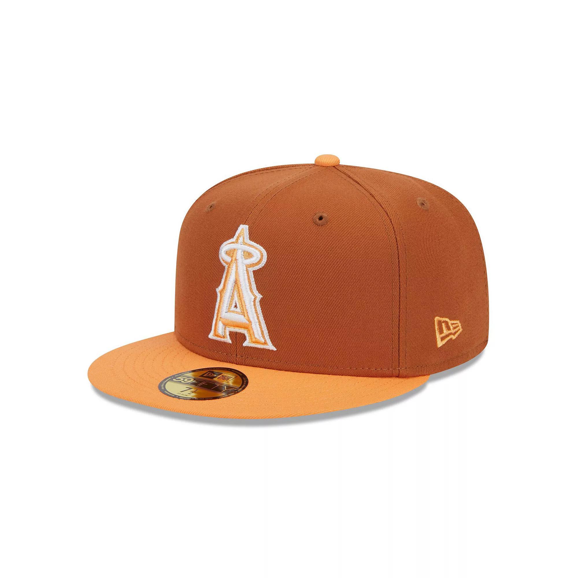 Men's New Era Brown/Orange Los Angeles Angels Spring Color Basic Two-Tone 59FIFTY Fitted Hat, Size: 7 3/4 Product Image