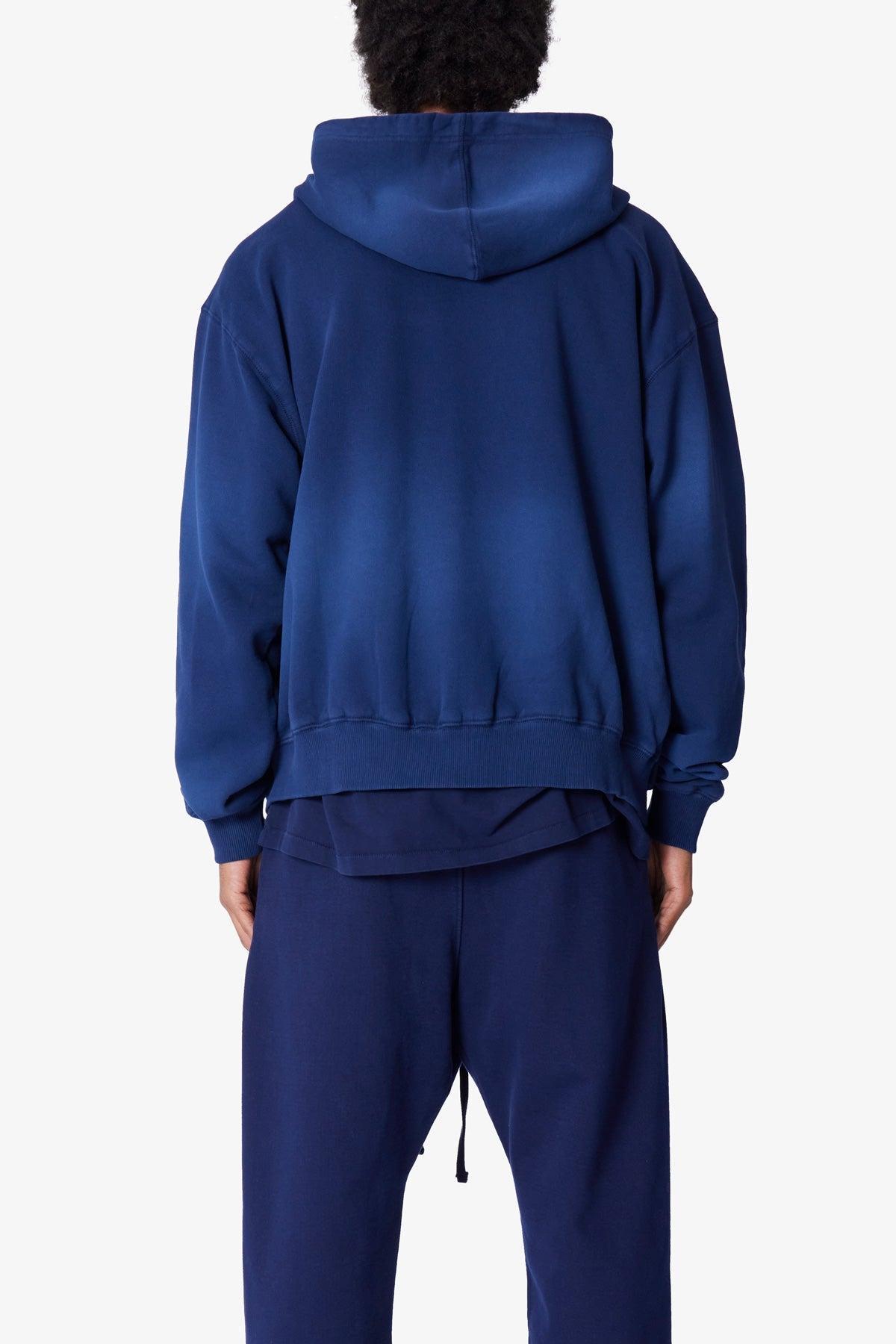 Faded Basic Zip Up Hoodie - Navy Product Image