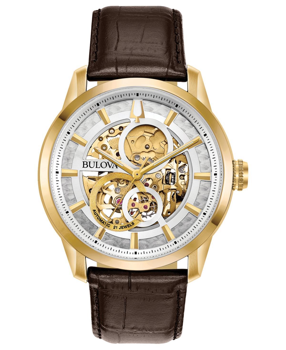 Bulova Mens Sutton Automatic Brown Leather Strap Watch Product Image