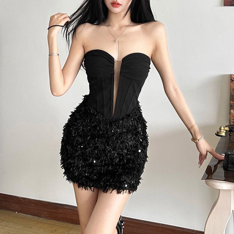 Strapless Sequin Mini Bodycon Dress Product Image