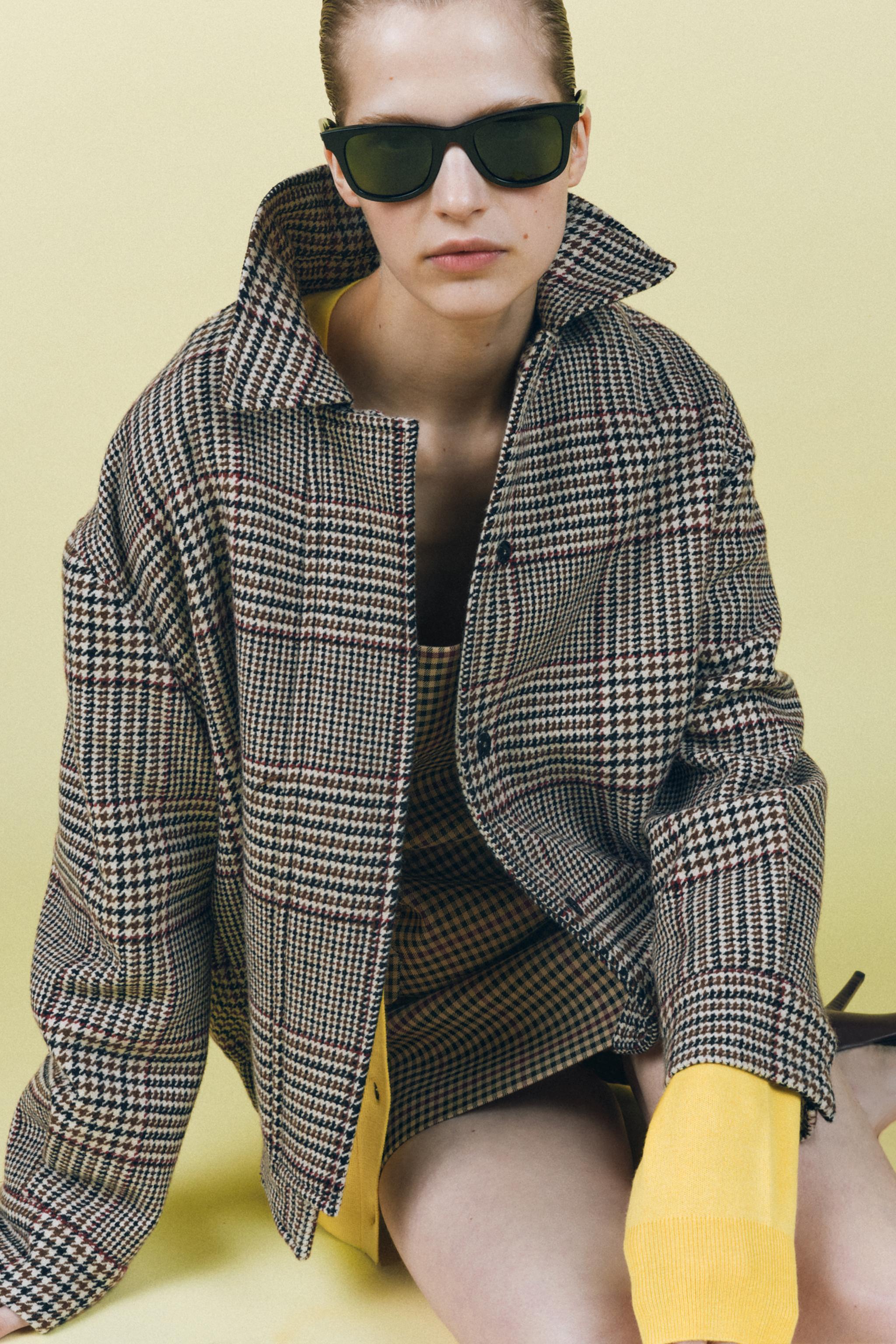 CHECKED WOOL BLEND BOMBER JACKET ZW COLLECTION Product Image