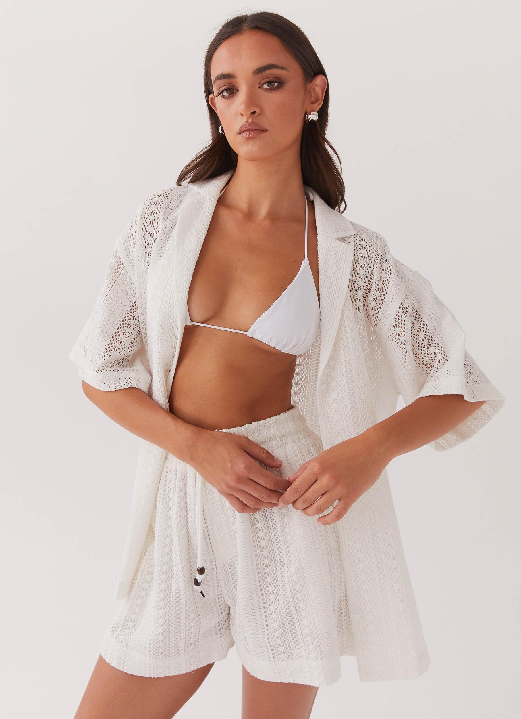 Sun Catcher Knit Shorts - Ivory Product Image