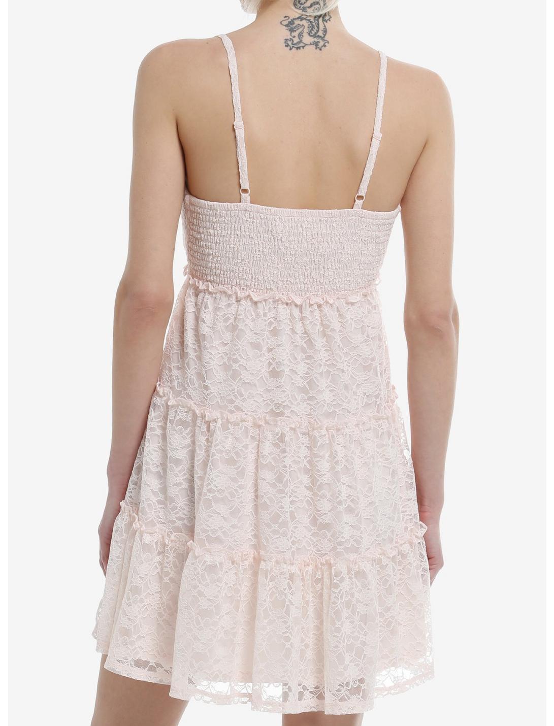 Blush Pink Lace Babydoll Cami Dress Product Image