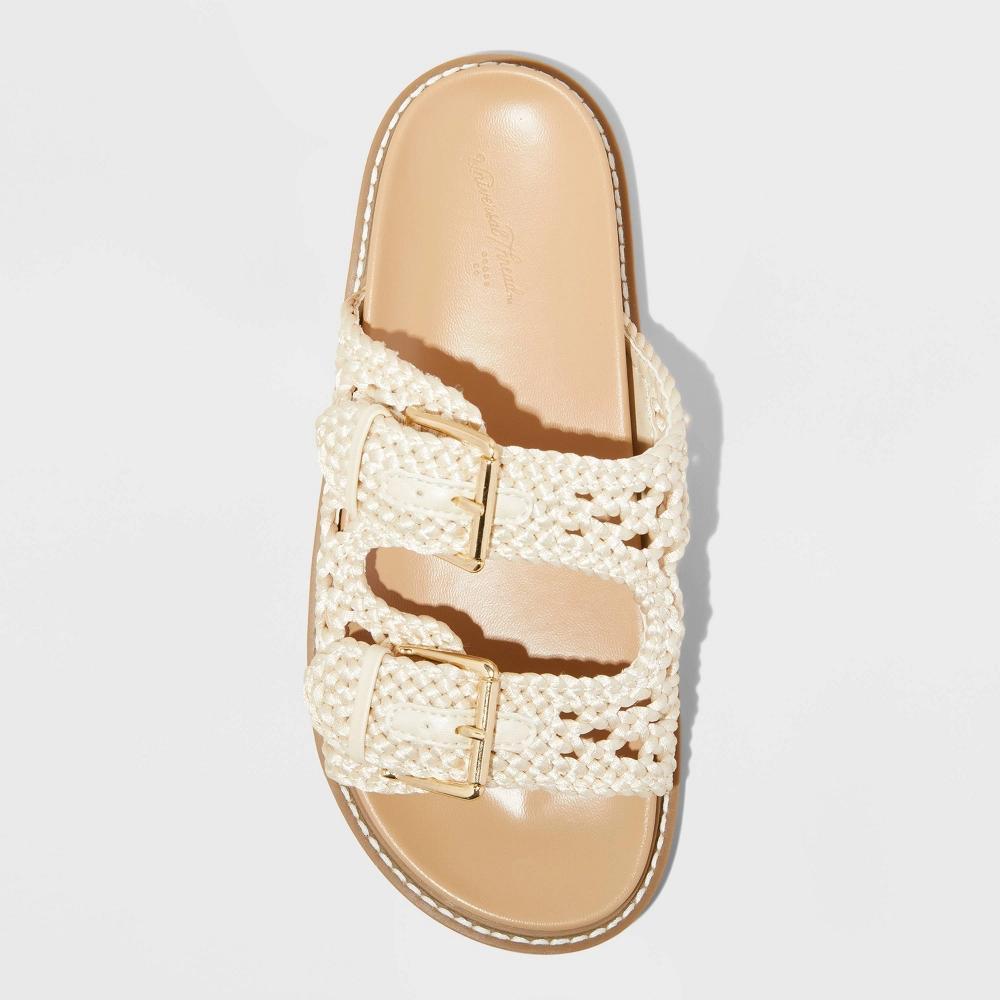 Womens Kylie Woven Two Band Footbed Sandals - Universal Thread Off-White 6 Product Image