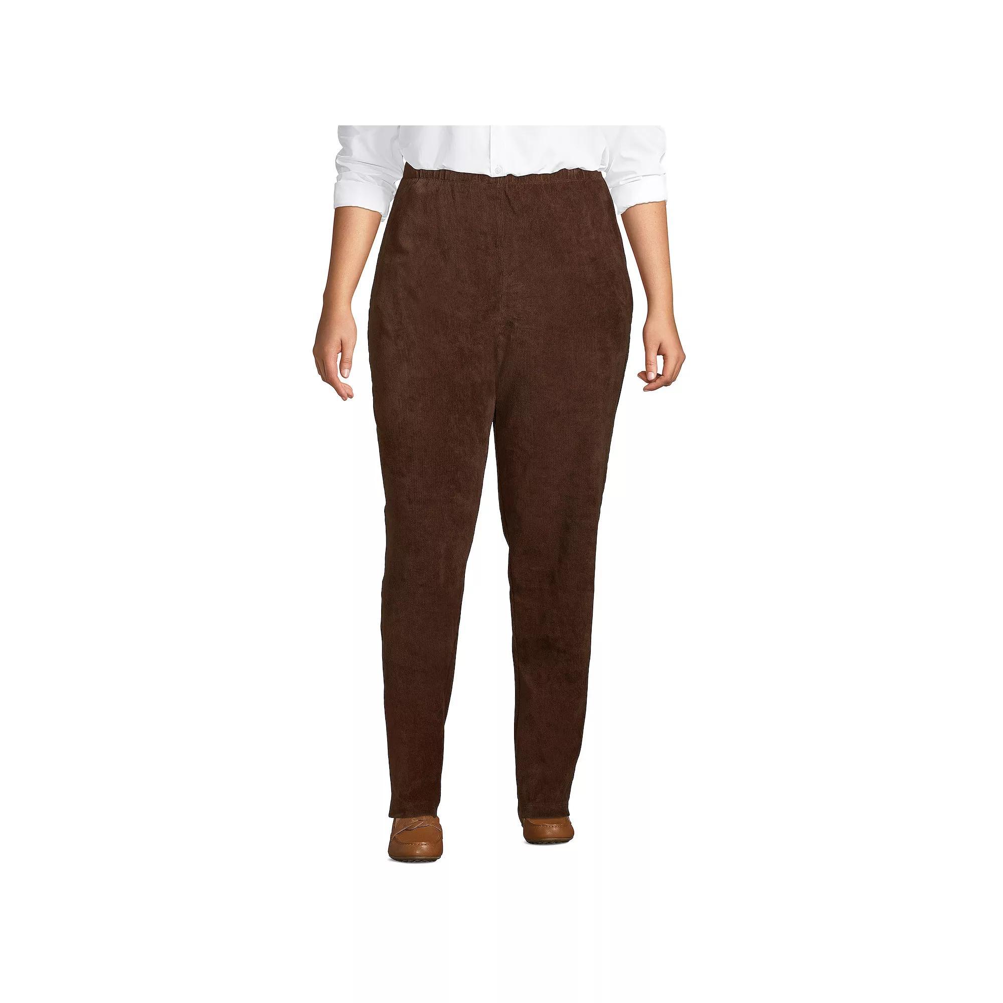 Plus Size Lands' End Sport Knit High-Rise Corduroy Pull-On Pants, Women's, Size: 1XL, Rich Brown Product Image