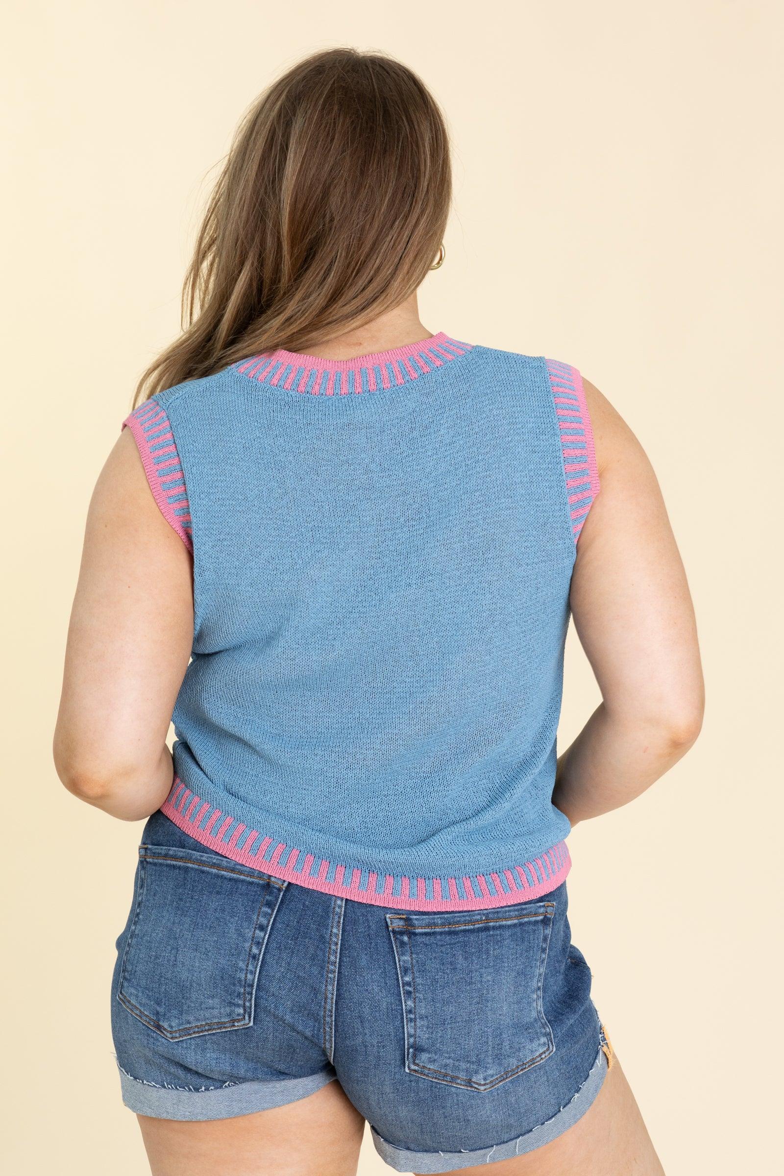 Solid Knit Tank Top With Contrast Trim Detail Product Image