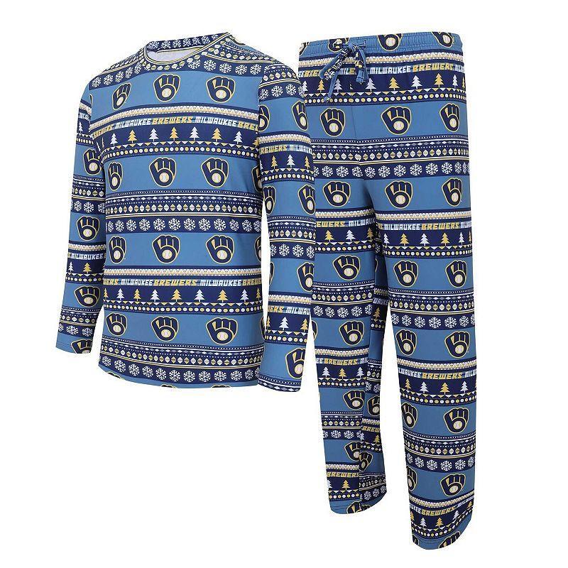 Men's Concepts Sport Navy Milwaukee Brewers Knit Ugly Sweater Long Sleeve Top & Pants Set, Size: XL, Blue Product Image