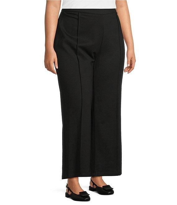 Multiples Plus Size Wide Leg Pintuck Pull-On Cropped Pants Product Image