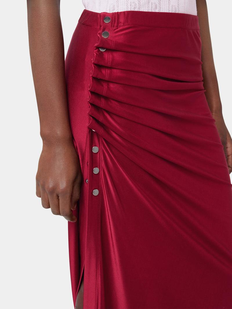 RED LONG DRAPED SKIRT IN JERSEY Product Image