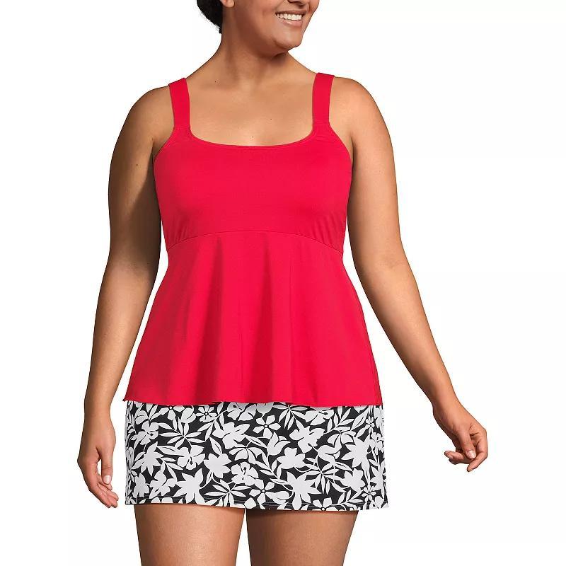 Plus Size Lands End Flutter Empire Waist Comfort Strap Tankini Swimsuit Top, Womens Product Image