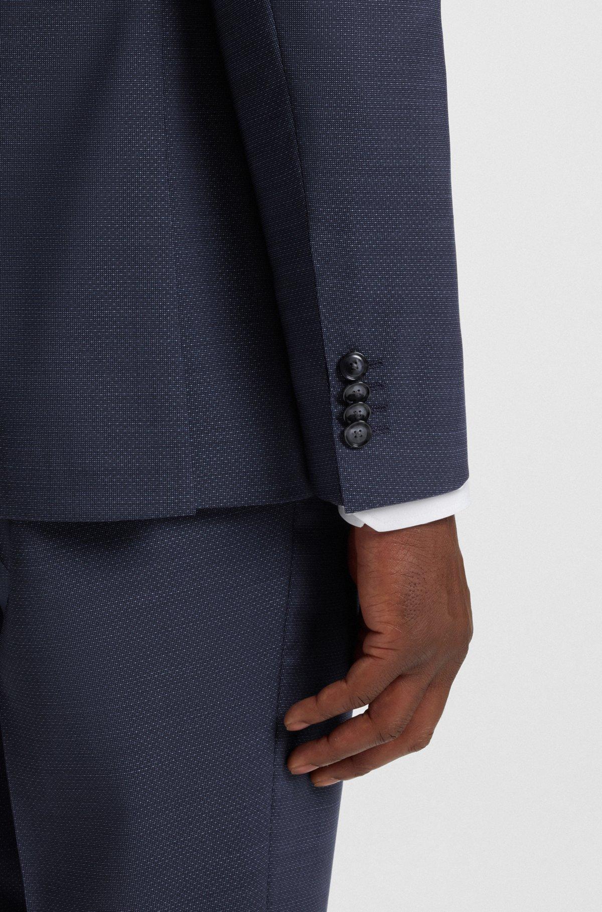 BOSS - Regular-fit suit in micro-patterned wool - Dark Blue Product Image