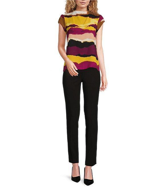 Calvin Klein Abstract Printed Mock Neck Cap Sleeve Top Product Image