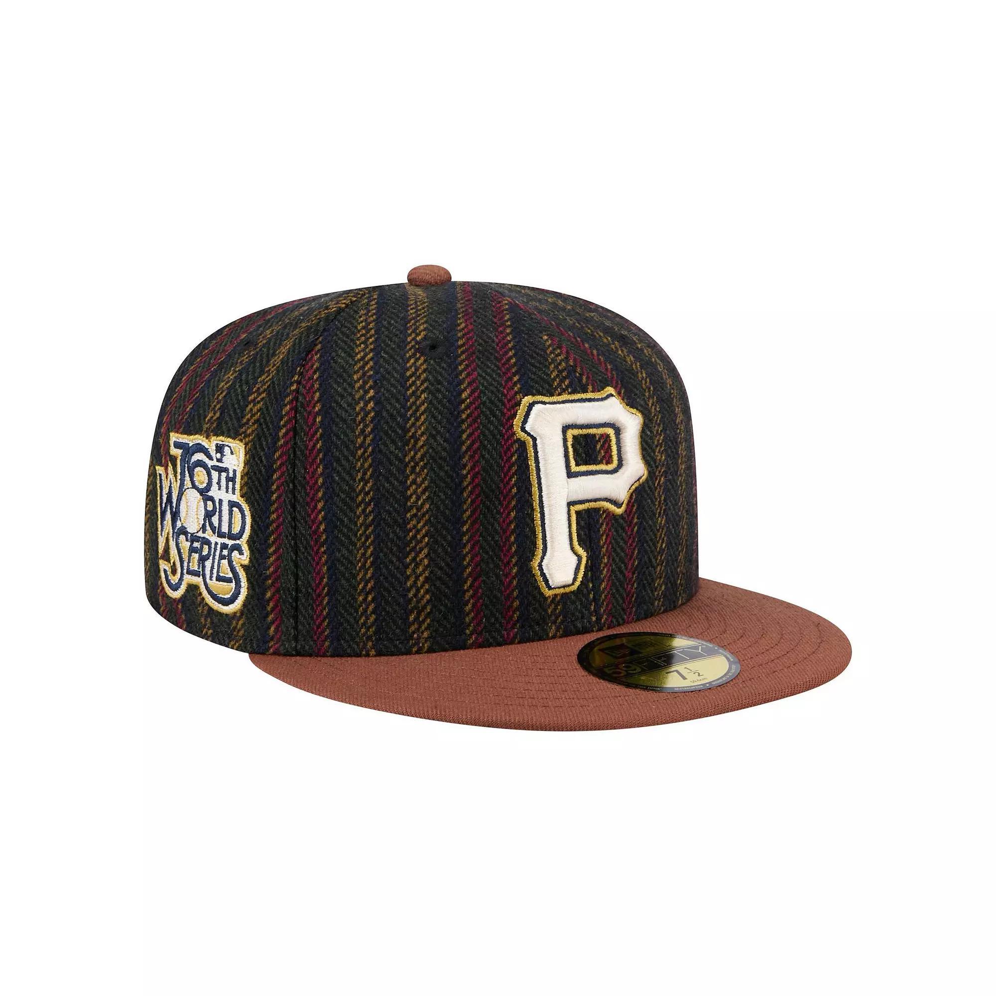 Men's New Era  Brown Pittsburgh Pirates Vintage Herringbone 59FIFTY Fitted Hat, Size: 7 1/4 Product Image