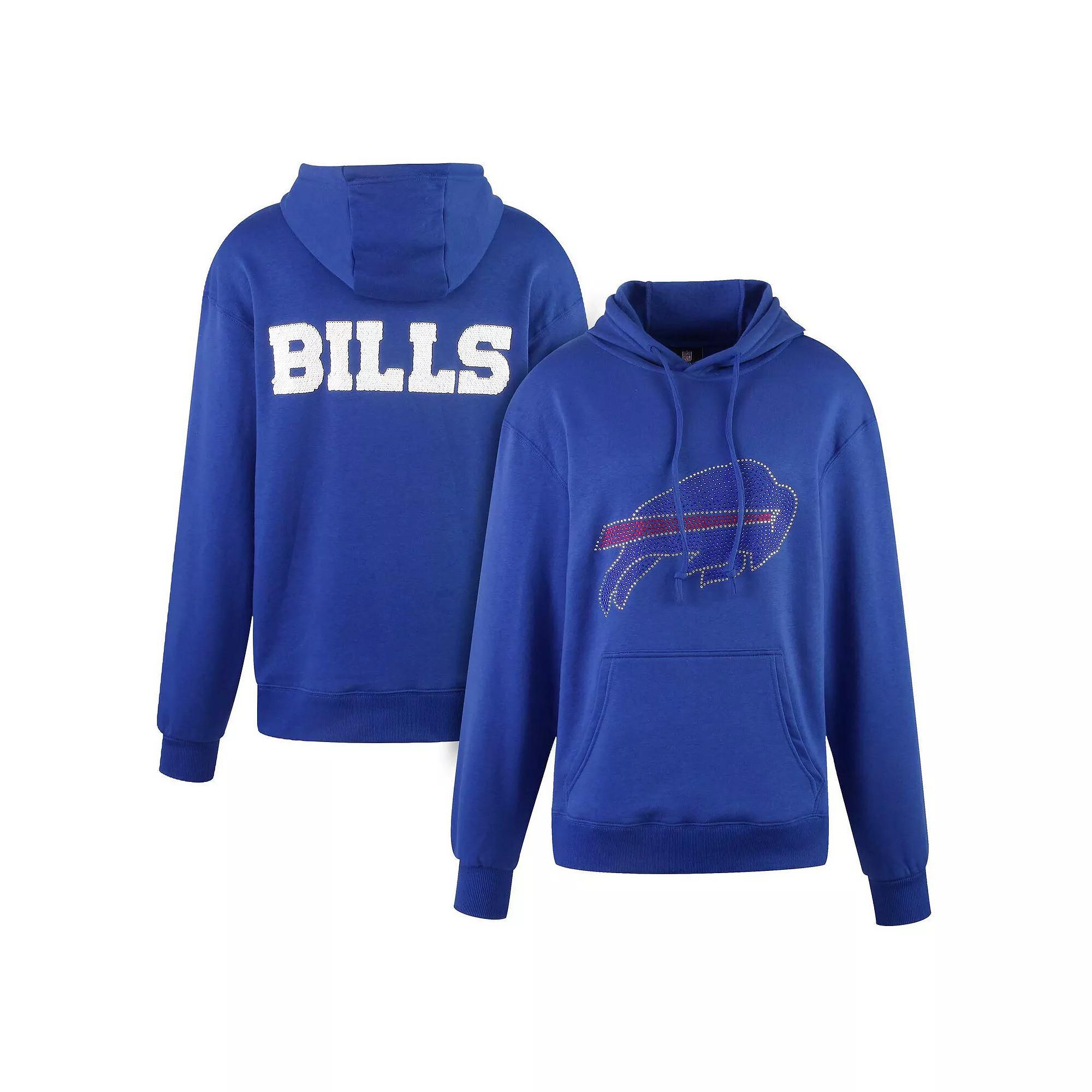 Women's Cuce Royal Buffalo Bills Rhinestone Logo Wordmark Pullover Hoodie, Size: 3XL, Blue Product Image