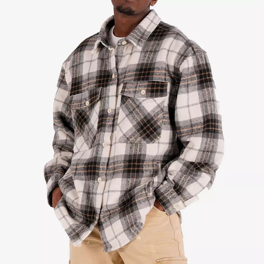 Men's Caliber Denim Co. Lumber Jack Plaid Flannel Shacket, Size: Large, Gray Plaid Product Image
