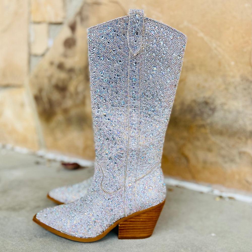 Nashville Glitz & Glam Silver Rhinestone Boots* Product Image