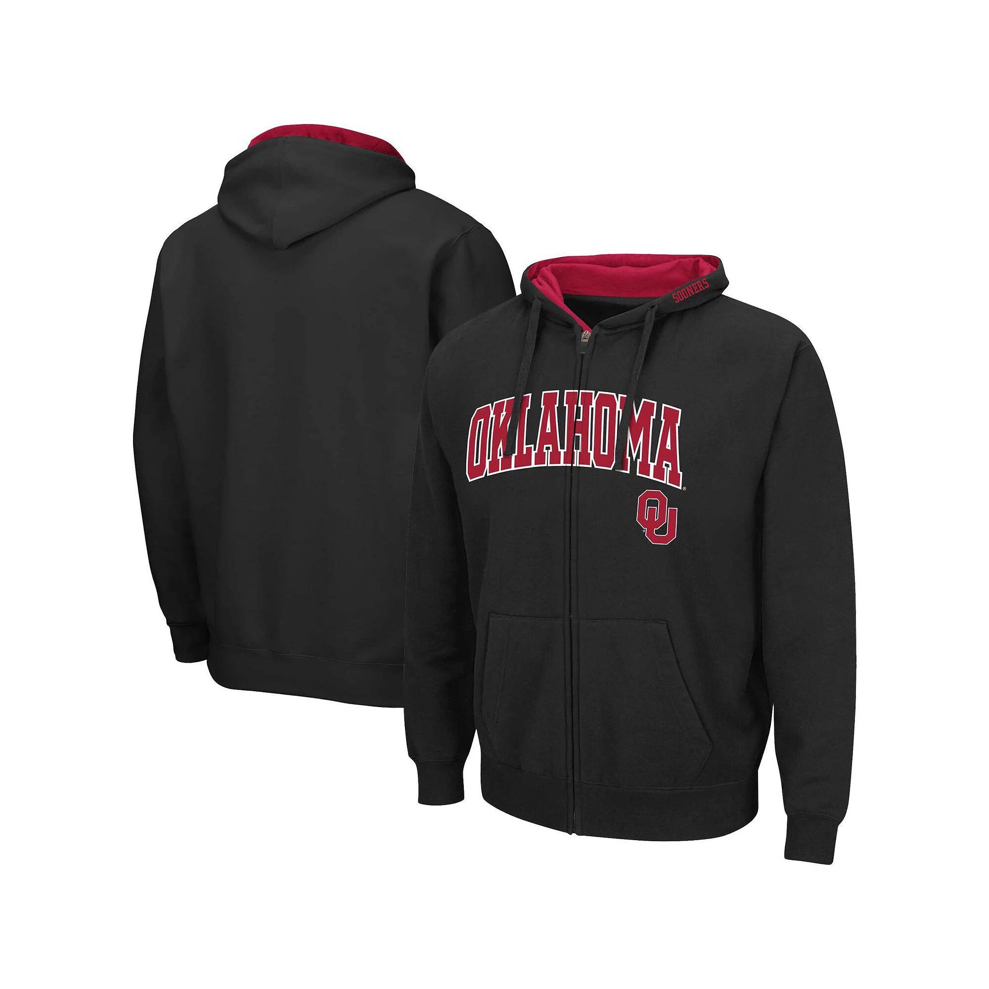 Men's Colosseum Black Oklahoma Sooners Arch & Team Logo 3.0 Full-Zip Hoodie,  Product Image