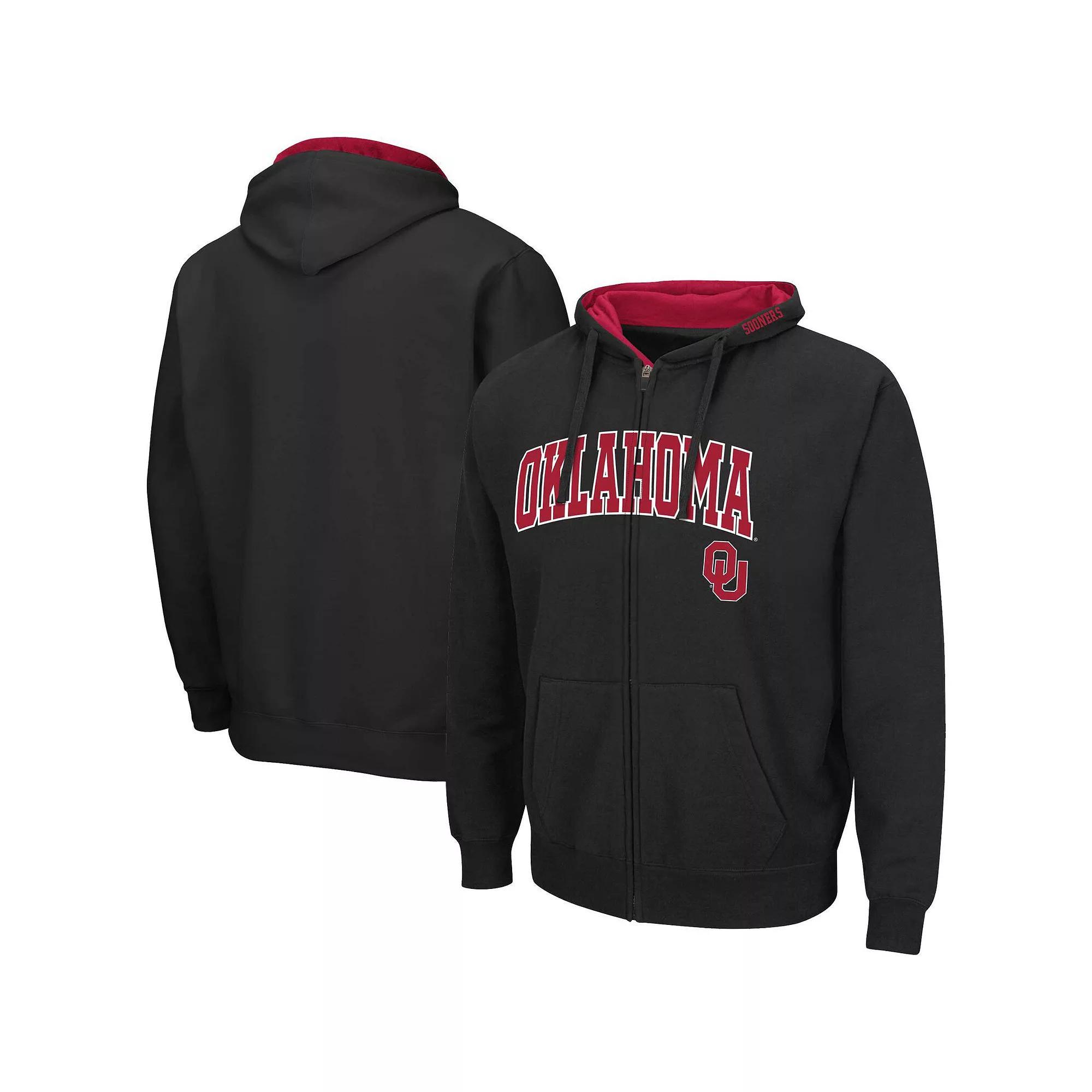 Men's Colosseum Black Oklahoma Sooners Arch & Team Logo 3.0 Full-Zip Hoodie,  Product Image