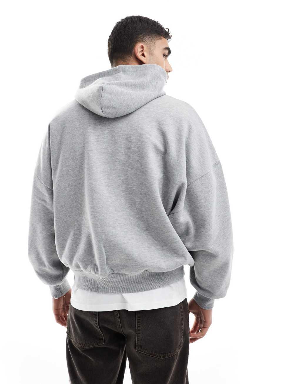 ASOS DESIGN extreme oversized hoodie with print in gray heather Product Image